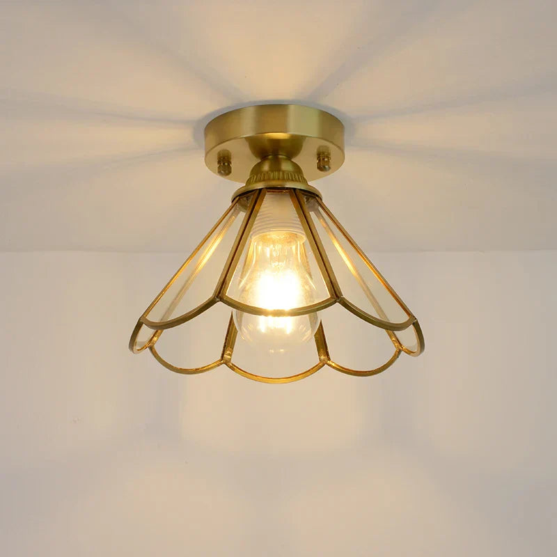 Glass Copper LED Ceiling Light - Nordic Home Lighting Fixture