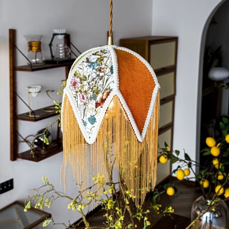 Tassel Cloth LED Pendant Light for Bedroom, Kitchen, Living, Dining Room, Cafe, Loft, Bar