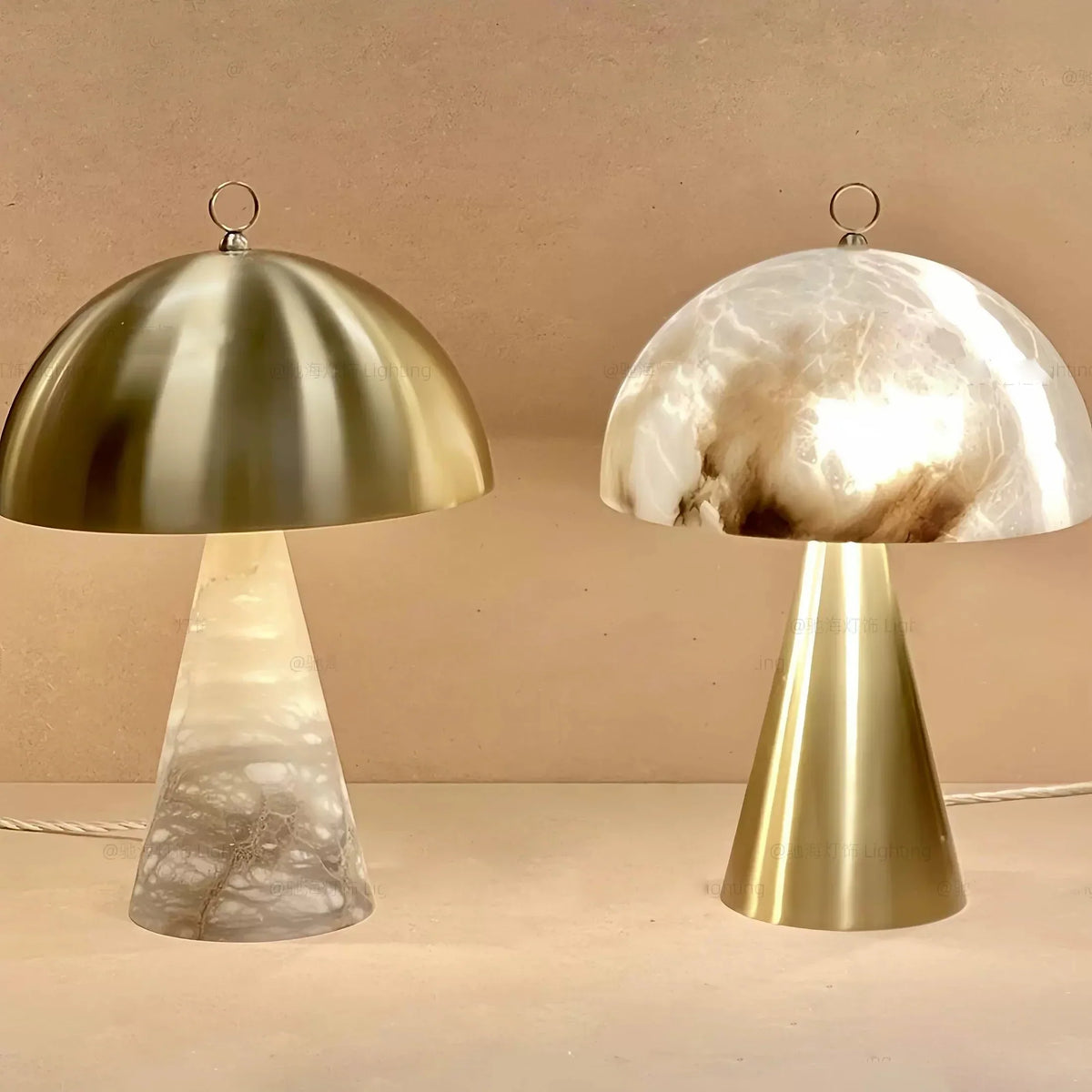 Copper Marble Table Lamps Gold Stone Desk Lighting Bedside Decor Items