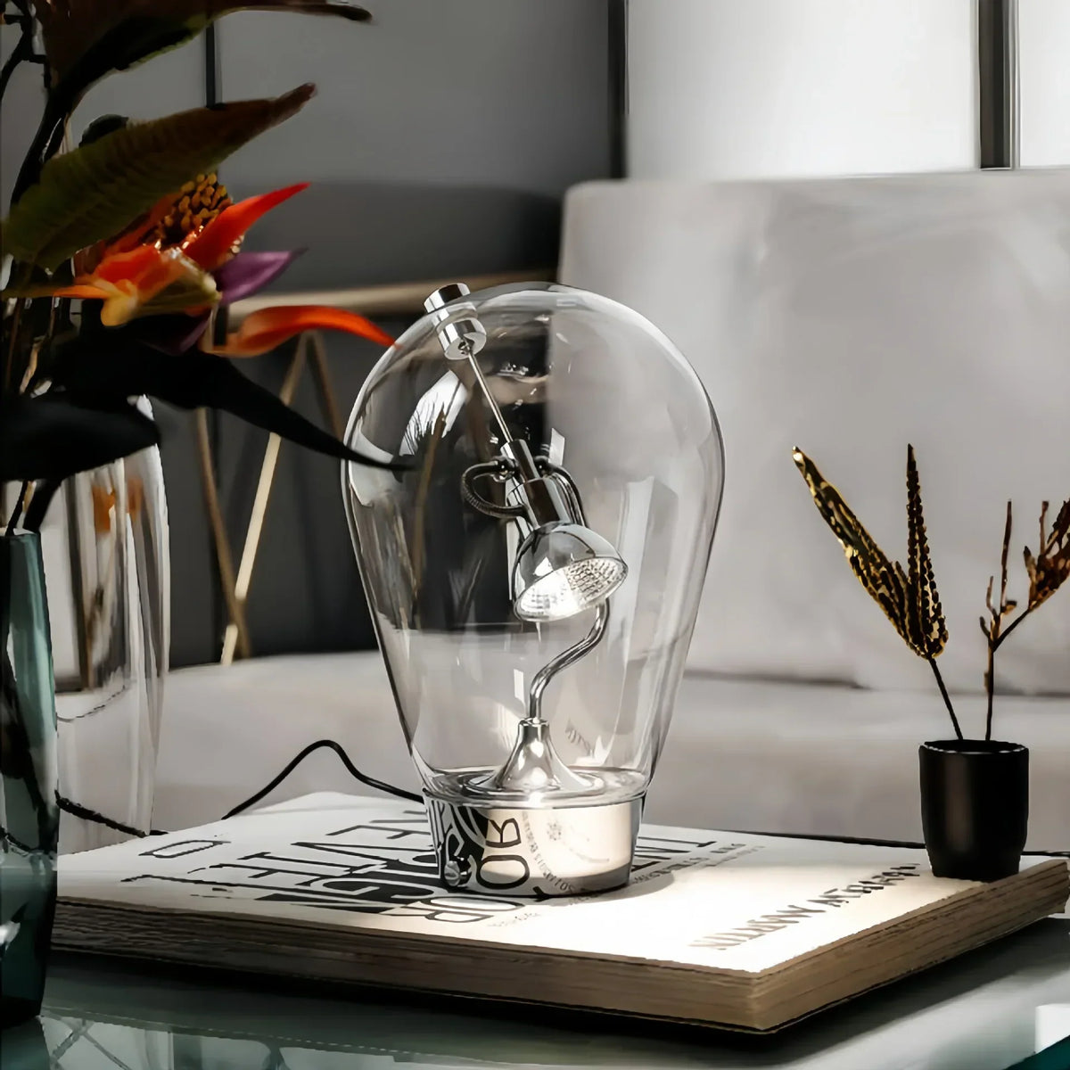 Glass Desk Lamp: Italian Vintage Dimmable Rotary Table Light