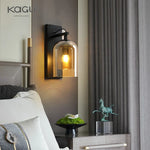 Nordic Double Glass Wall Lamp: Modern LED E27 Bedside Reading Wall Lamp