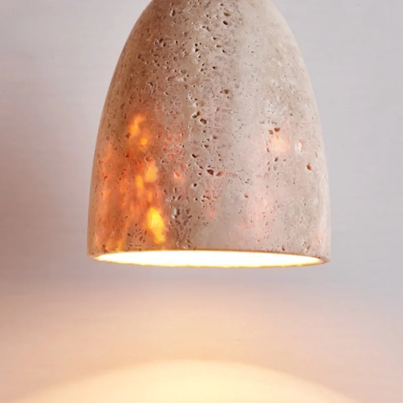 Afralia™ Wabi Sabi LED Pendant Lamps in Yellow Travertine for Bedroom and Living Room