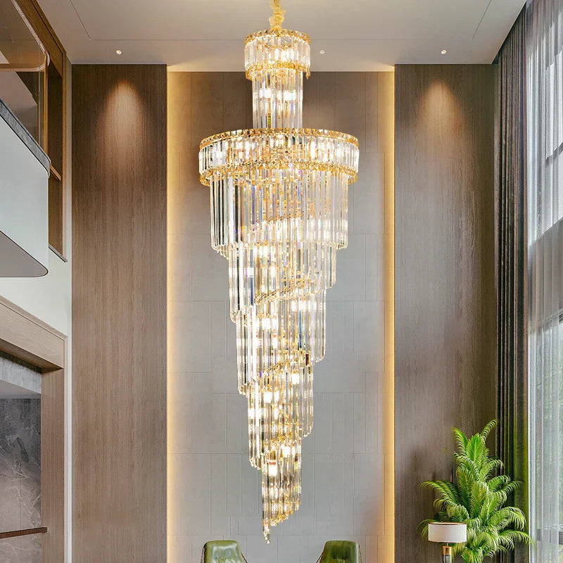Crystal Spiral Chandelier Duplex for Modern Spaces
