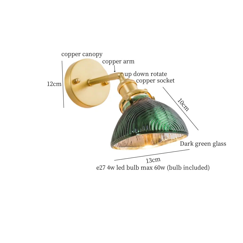 Nordic Glass LED Wall Sconce with Pull Chain Switch for Bedroom and Living Room