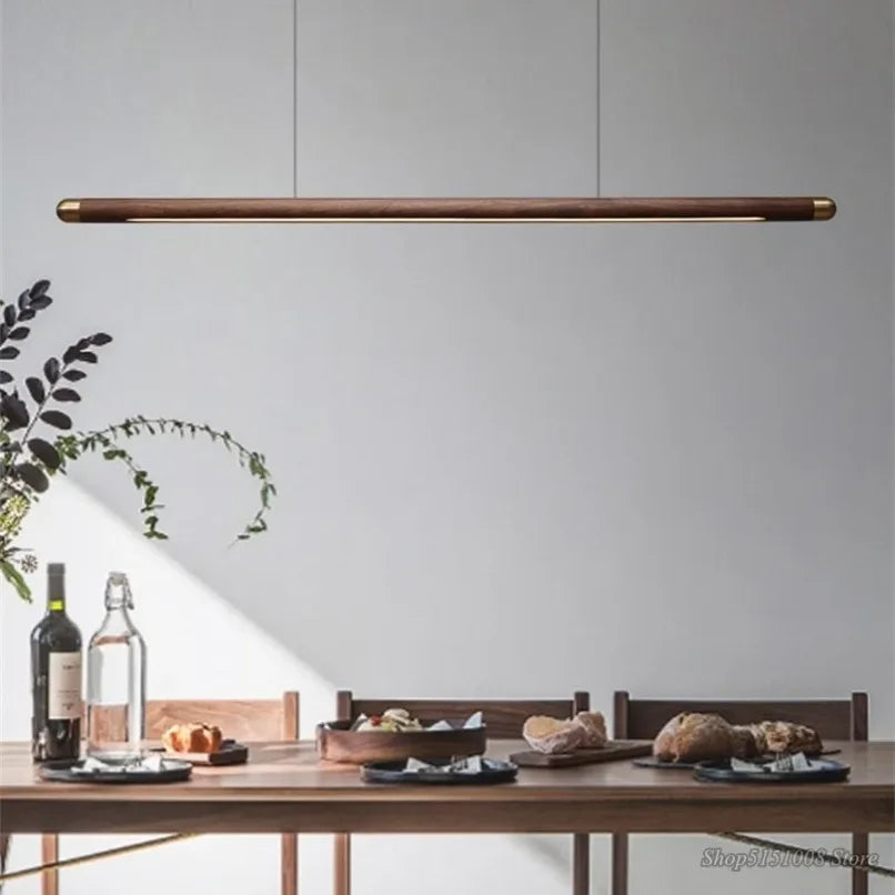 Wood Pendant Light: Modern Kitchen Dining Lamp, Office Chandelier, Island Ceiling Fixture