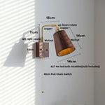 Walnut Wood LED Wall Sconce with Pull Chain Switch, Rotating Vanity Mirror Light