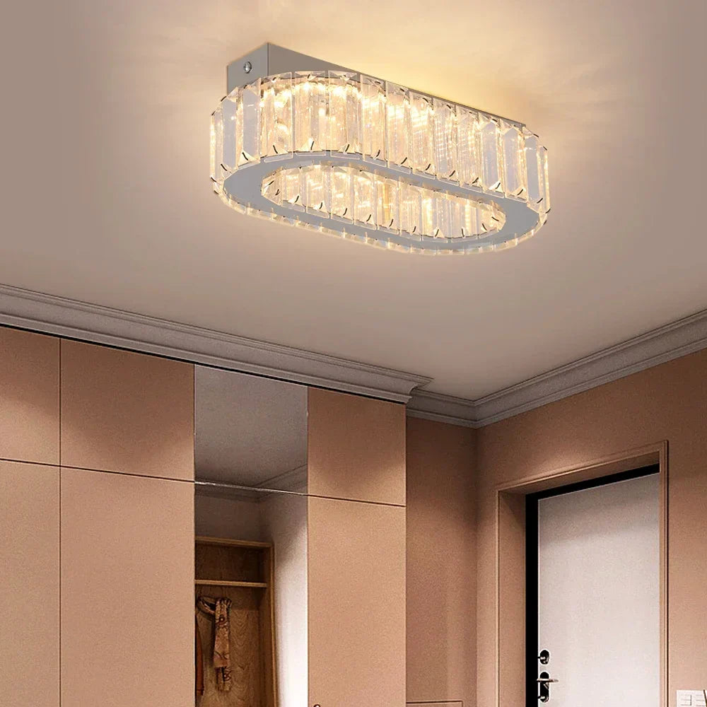 Oval Crystal LED Wall Chandelier Ceiling Lamp - Modern Home Decor