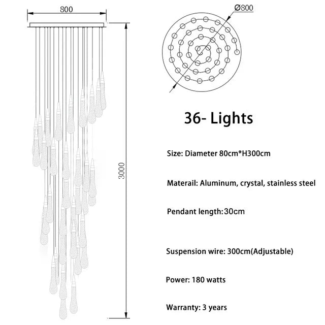 LED Crystal Chandelier for Home Decor & Lighting - Modern & Elegant Ceiling Light