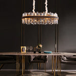 Crystal Leather Chandelier | Modern LED Lustres for Living Room & Dining Room