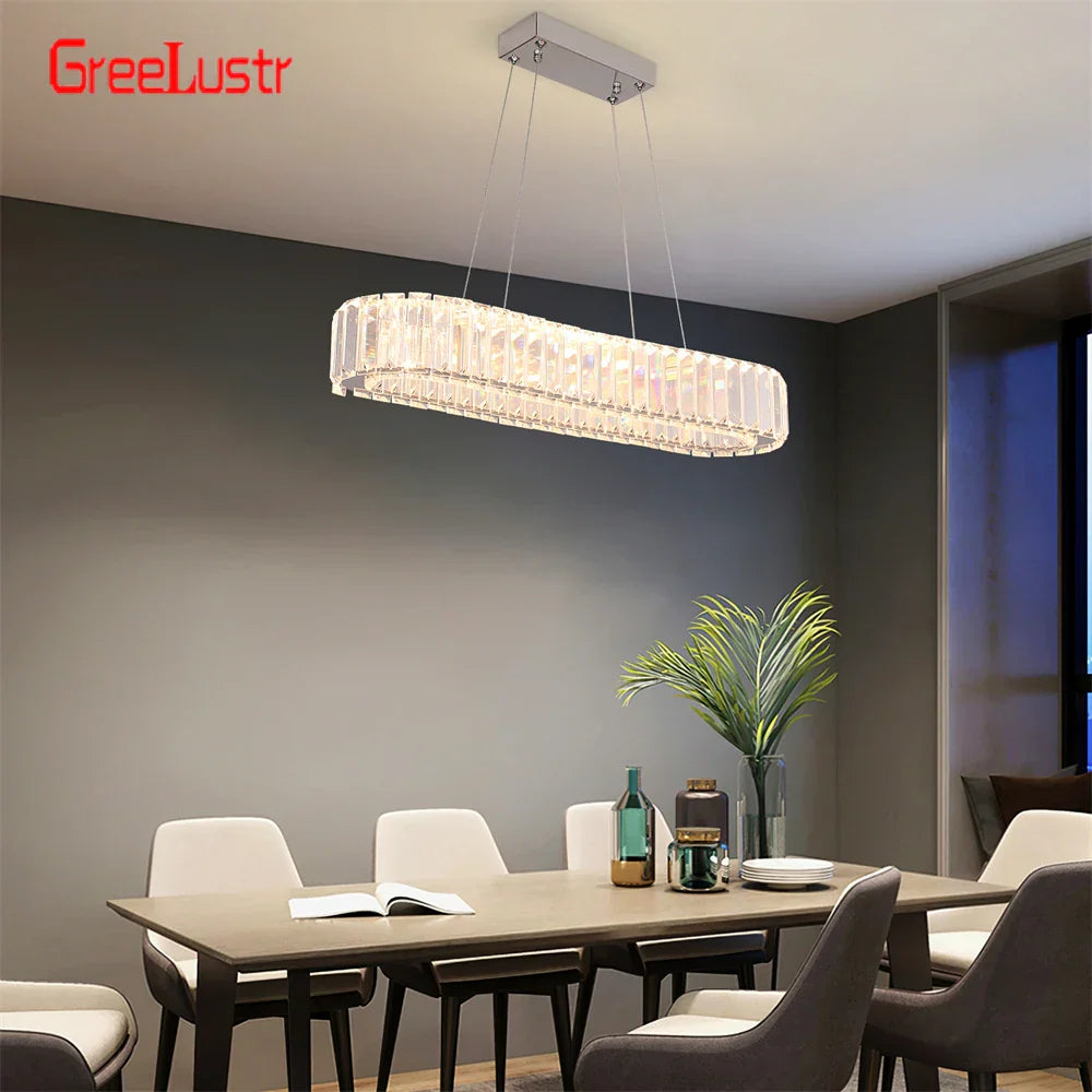 Crystal Oval Design LED Chandelier: Modern Large Pendant Light for Living Room & Bedroom