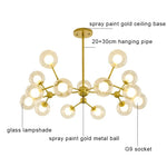 Glass Ball Pendant Chandelier for Living Room Bedroom Dining Room