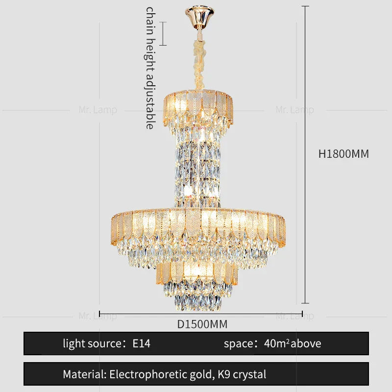 Crystal Chandelier: Postmodern Multi-layer Luxury for Living Room, Hotel Lobby, and Villa