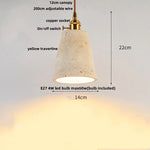 Wood Nordic LED Hanging Pendant Light Yellow Travertine Modern Balcony Bedroom Restaurant