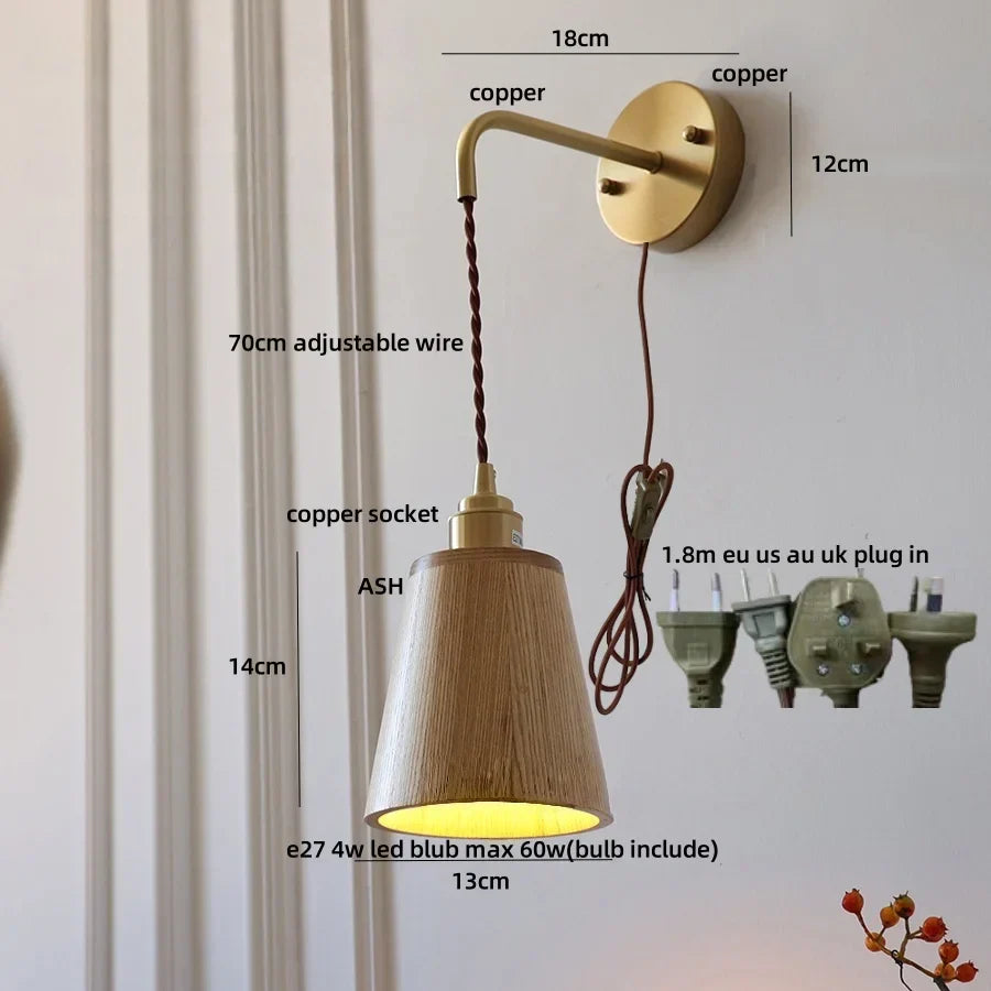 Wood Adjustable LED Wall Light Fixture | Modern Nordic Bedside Wall Lamp