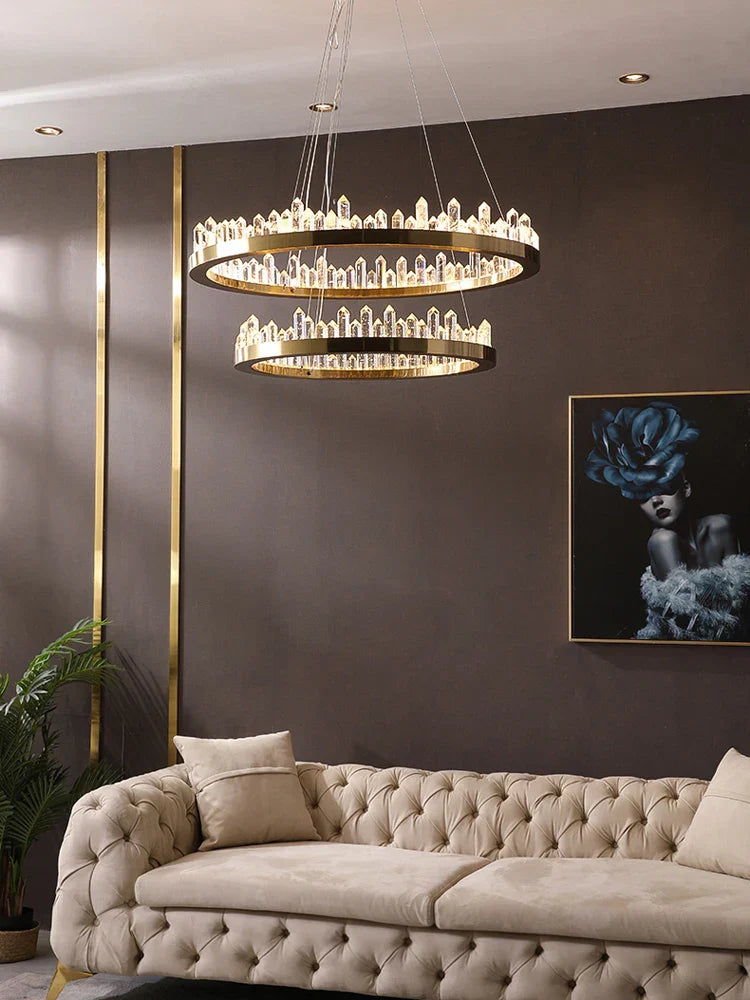 Dimmalbe LED Crystal High Ceiling Chandelier for Living Room