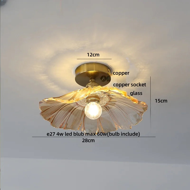 White Glass LED Ceiling Lamp Modern Living Room Bedroom Light