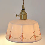 Ceramic Brass LED Wall Light Fixture Pull Chain Switch Bedside Sconce