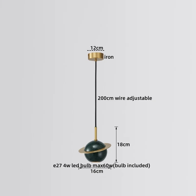 Nordic Golden Spherical LED Pendant Lamp for Modern Home Decor