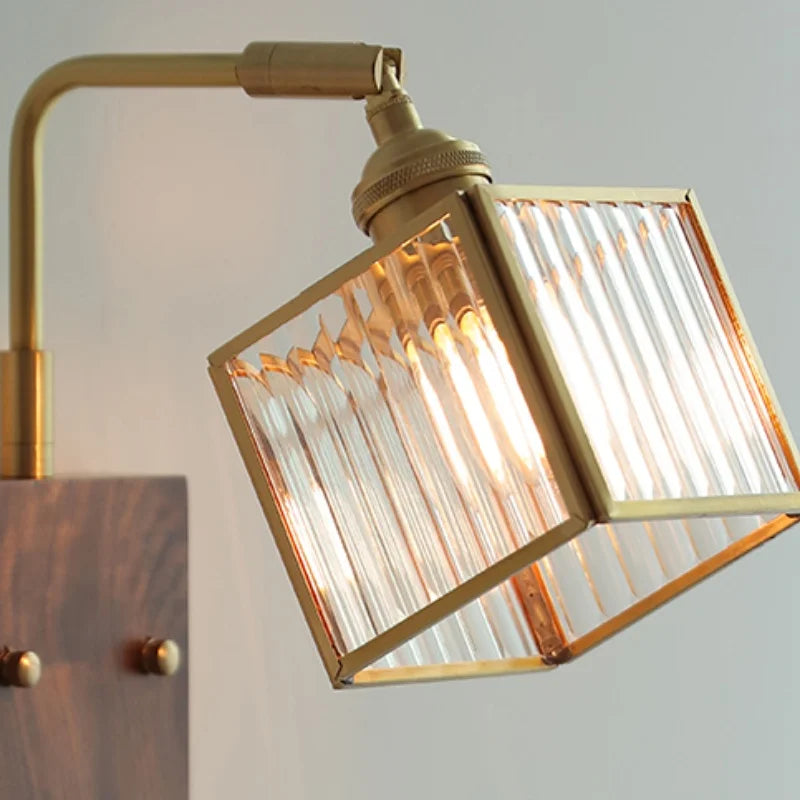 Brass LED Wall Lights Modern Stair Light Fixture Blue Glass Bedside Lamp