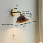 Walnut Wood LED Wall Light Fixture with Pull Chain Switch, Rotating Up Down Design