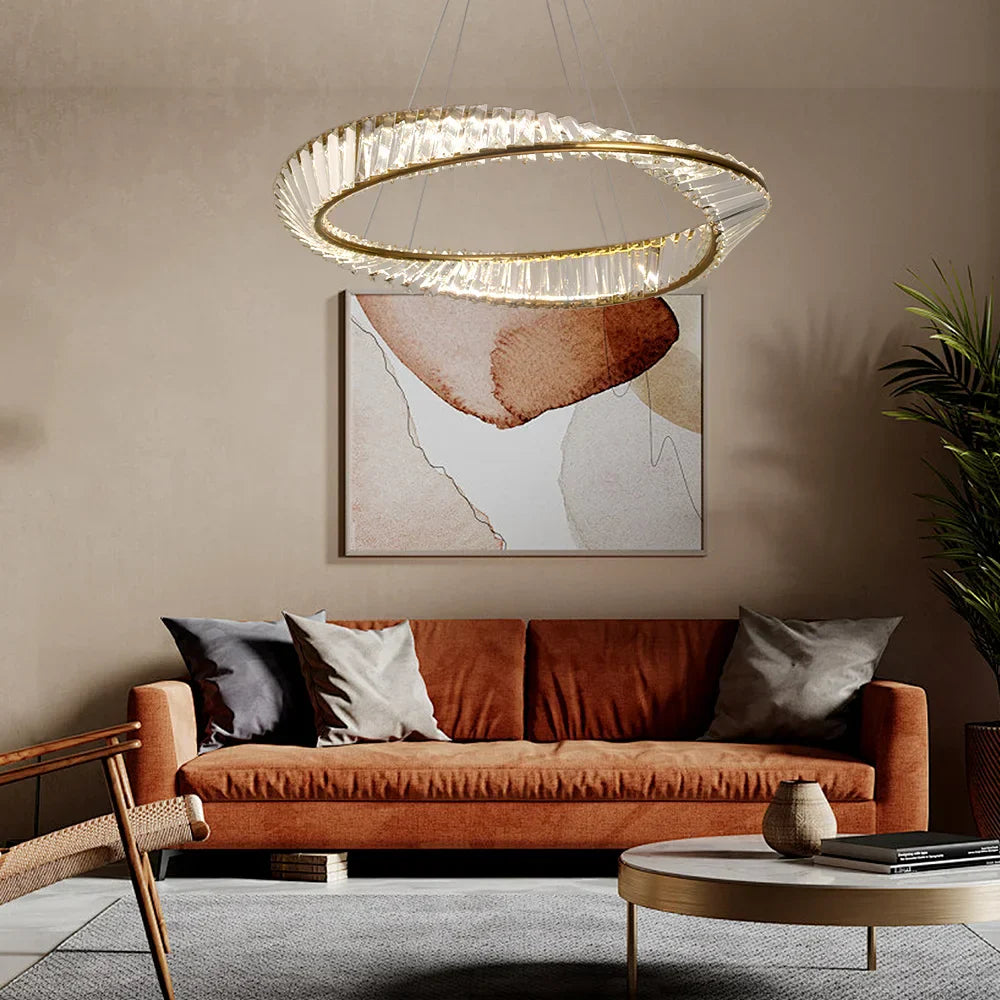 Ring Led Chandelier Gold Copper Pendant Lamp for Living Dining Room