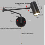 Acrylic Iron LED Wall Lamp | Modern Rotate Black Stair Light | Dining Room Study Fixtures