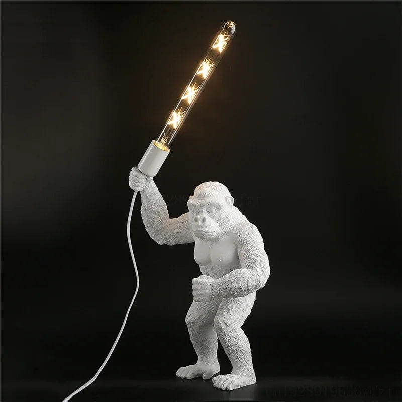 Resin Monkey Table Lamp: Decorative Gorilla Bedroom Light Fixture