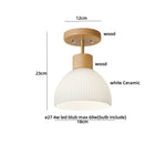 White Glass LED Ceiling Light Fixture with Wood Copper Canopy