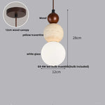 Yellow Travertine Wood Wire Adjustable LED Pendant Lights Modern Nordic Living Room