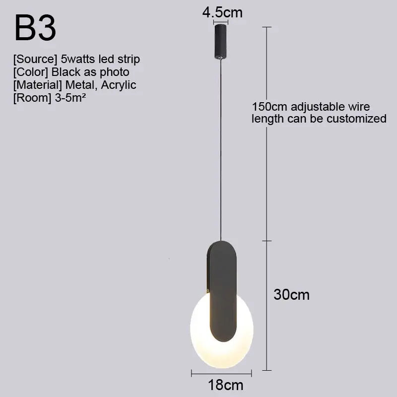 Nordic LED Pendant Light Fixture for Indoor Lighting in Living Room, Kitchen, Dining