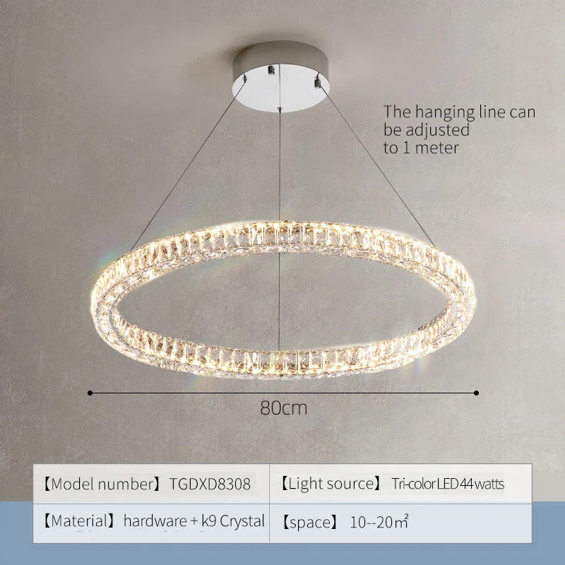 Crystal Chandelier Ring - Elegant Light Luxury for Living Room, Dining Room & Bedroom