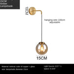 Nordic Brass Glass Wall Sconce: Elegant Living Room Bedside Lighting