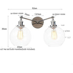 2 Head LED Wall Lamps Iron Glass Bedroom Stair Light Fixtures