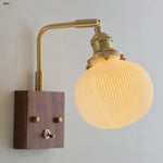 Ceramic LED Wall Light Fixture White Copper Walnut Ash Bedside Lamp