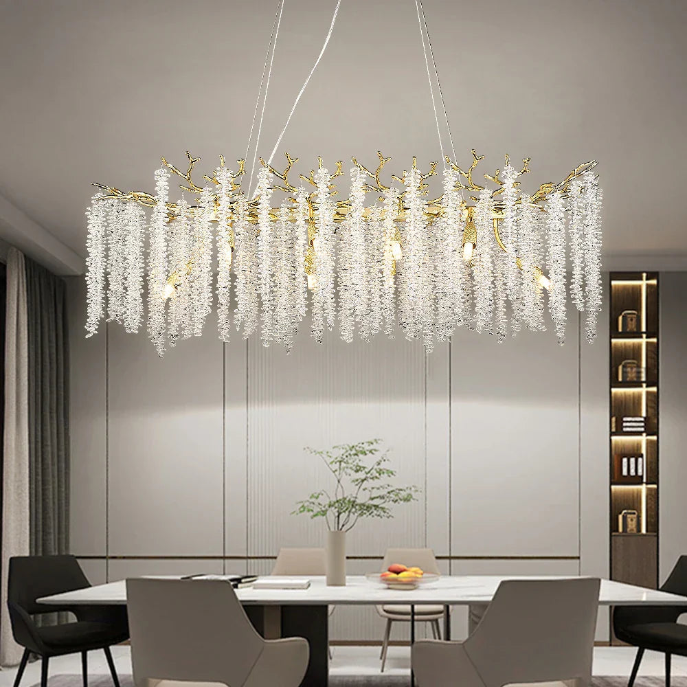 Crystal Metal Chandelier: Elegant Luxury Hanging Lamp for Home Hotel Decor