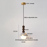 Afralia™ Terrazzo Stone LED Pendant Light - Brown Wood Wabi Sabi Decor