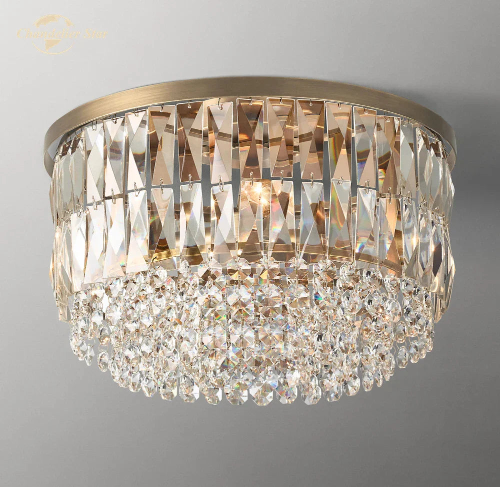 Portia Crystal Flushmount LED Ceiling Light - Modern Prism Design