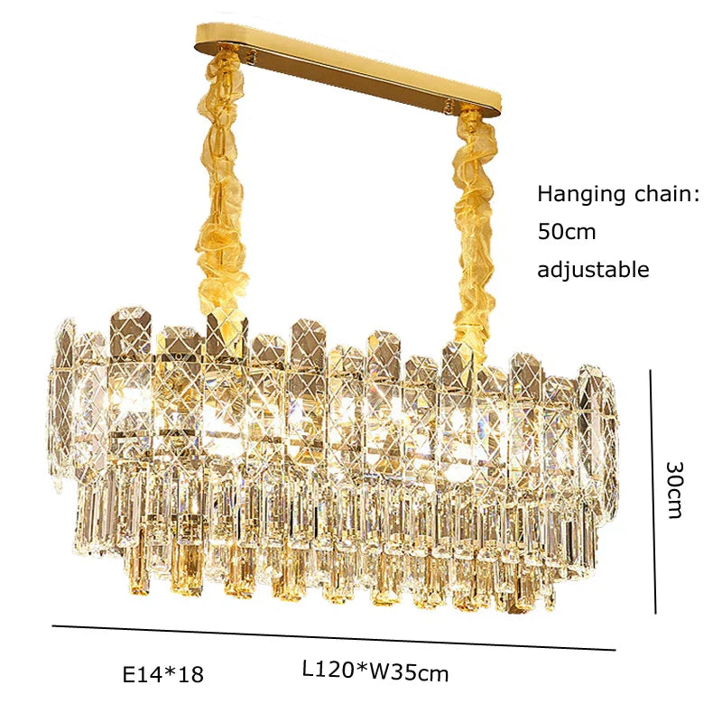 Gold Lustre Chandelier LED Crystal Light Fixture - Postmodern Luxury Hanging Lamp