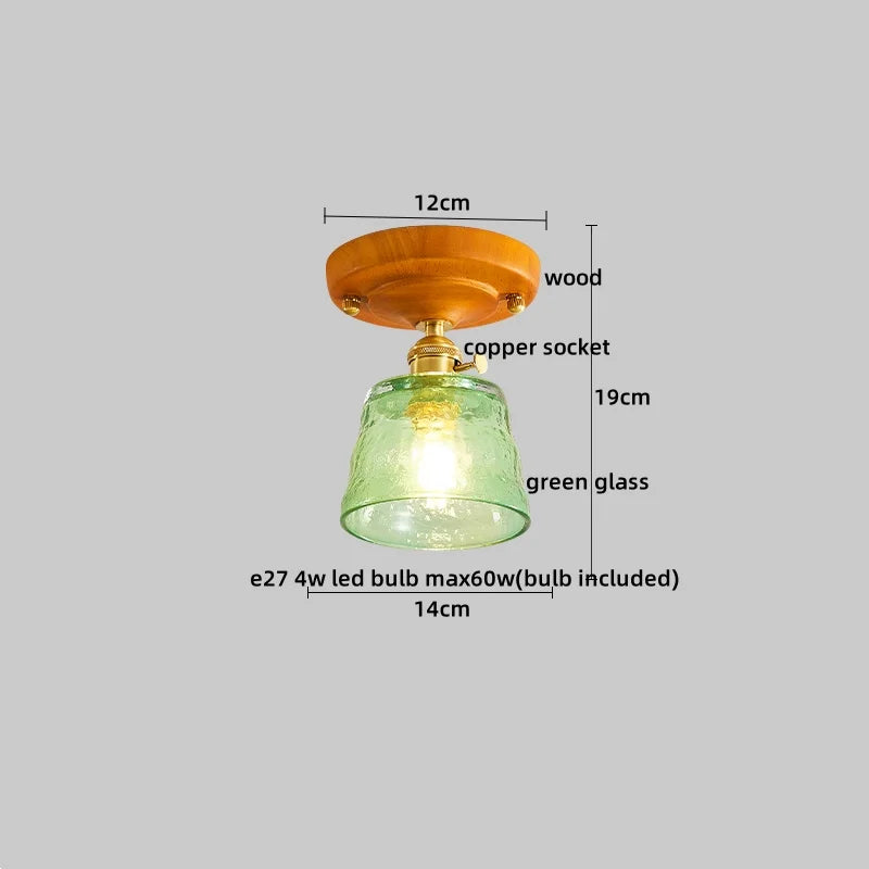 Wood Glass LED Ceiling Lights Modern Luminaria De Teto for Home Décor