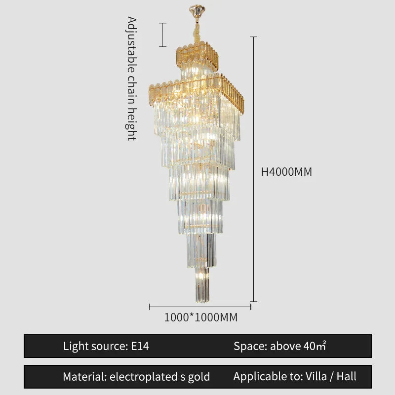 Nordic Duplex Villa Crystal Chandelier for Luxury Spaces