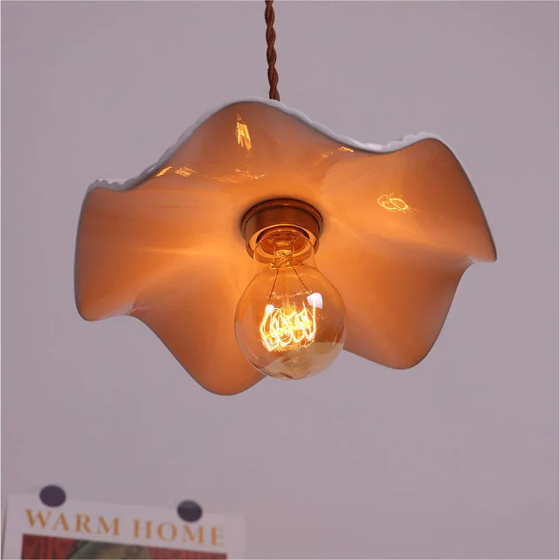 White Ceramic LED Pendant Light - Modern Nordic Design for Home Decor