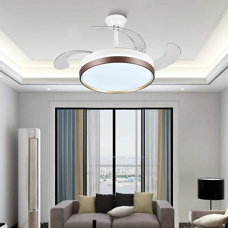 42" Modern Black White LED Ceiling Fan Remote Control Lighting for Dining Room Bedroom