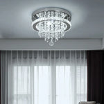 Crystal LED Ceiling Chandelier: Remote Dimming Round Lamp for Luxury Home Decor