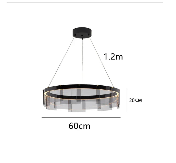 Stratos Glass LED Chandelier Rings for Dining Hall Bedroom Luxury Lighting