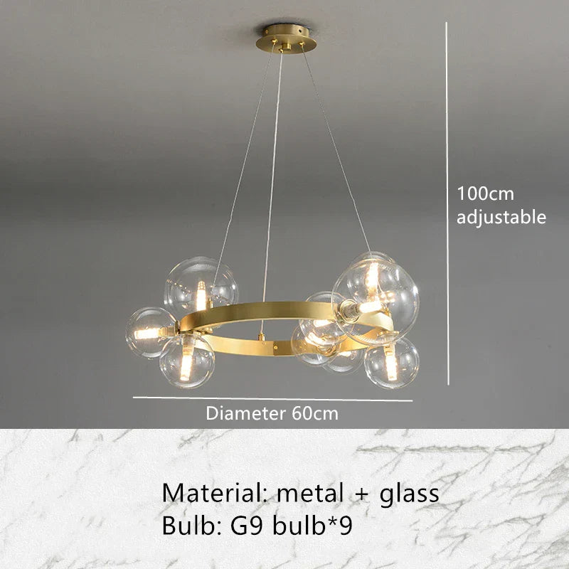 Nordic Glass Ball LED Chandelier Pendant Light for Home Decoration