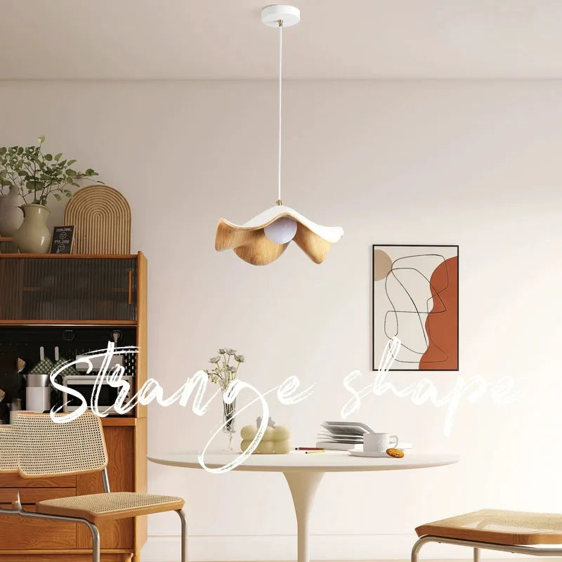 Retro Wood Color LED Chandelier for Restaurant Bar Dining Room