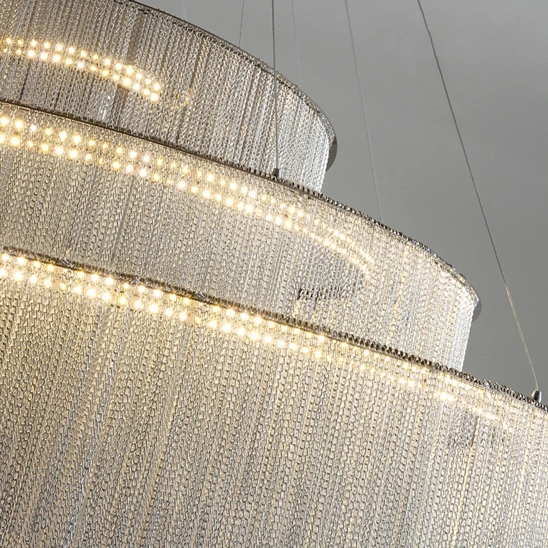 Revolving Tassel Chandelier for Duplex Living Room and Hotel Lobby
