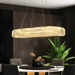 Crystal Oval LED Chandelier: Nordic Design Pendant Light for Living, Bedroom, Hotel