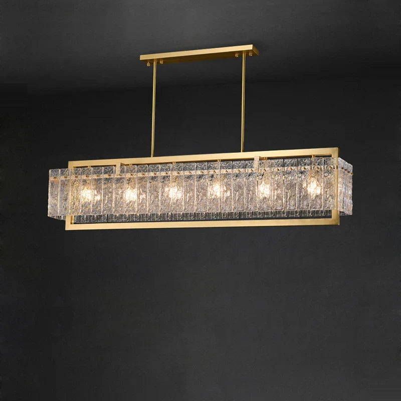 Dimmable LED Copper Glass Chandelier for Living Room