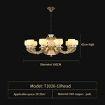 All Copper Jade Chinese Chandelier: Modern & Simple Living Room Lighting